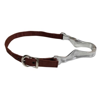 Coleira para animal de tecido castanho e metal prateado