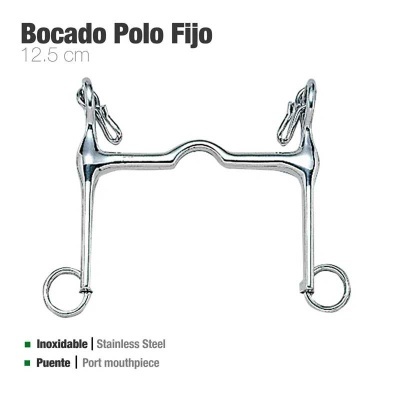 Bocado Polo Fijo em aço inoxidável prateado com design puente e 12,5 cm