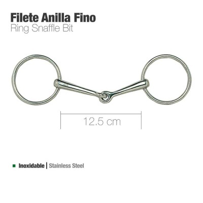 Filete anilla fino em aço inoxidável com duas argolas e meio articulado, 12,5 cm.