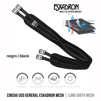 Cincha preta Eskadron Multilayer-Mesh com fivelas e design respirável
