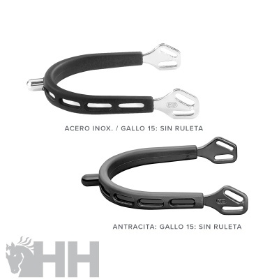 Dois esporas para montaria em aço inoxidável e antracite sem ruleta