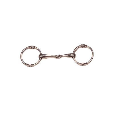 Freio de cavalo em metal prateado com argolas redondas