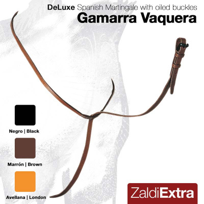 Martingale espanhol DeLuxe em couro castanho com fivelas engraxadas