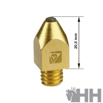 Boquilha de impressora 3D dourada com ponta preta e marca registrada