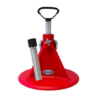 Suporte para joelho de motocross vermelho com tubo metálico e logótipo Blacksmith