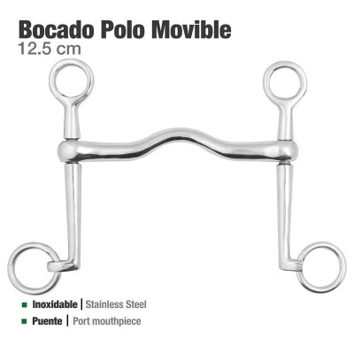 Bocal para cavalo Bocado Polo Movible aço inoxidável 12,5 cm