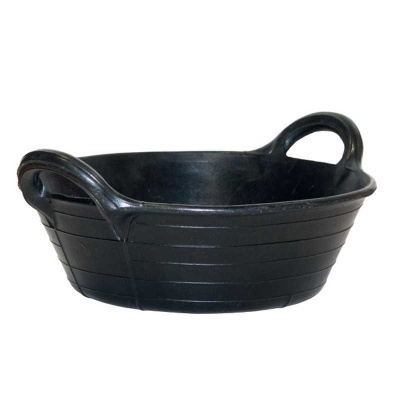 Peneira oval preta em plástico com duas alças grandes