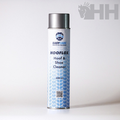 Frasco de pulverizador de limpador para cascos e sapatos com rótulo azul e branco