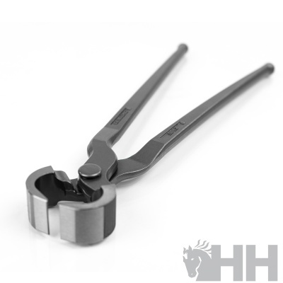 Alicate metálico preto fosco com pontas arredondadas para acabamento