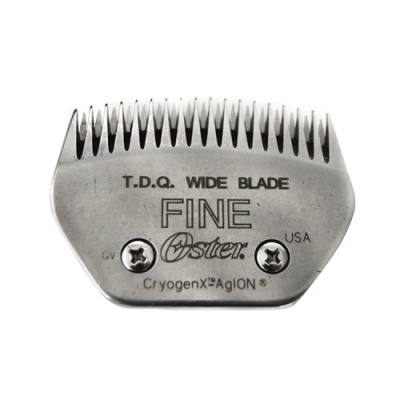 Lâmina metálica prateada para máquina de cortar cabelo com dentes finos e texto gravado