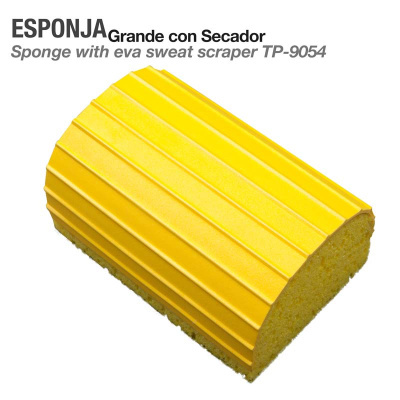 Esponja grande amarela com secador em EVA com textura canalizada