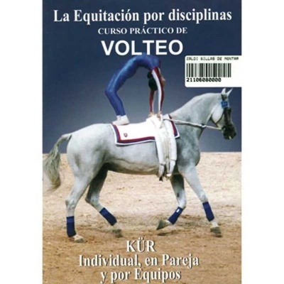 Capa de livro com cavalo cinzento e cavaleiro a fazer volteio