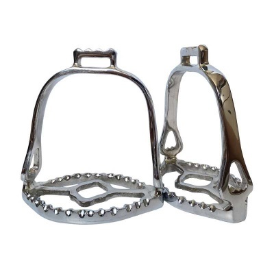 Par de estribos metálicos cromados para equitação