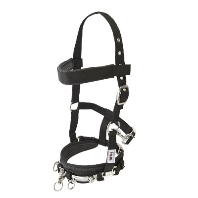 Peitoral para cães preto em nylon com fivelas metálicas