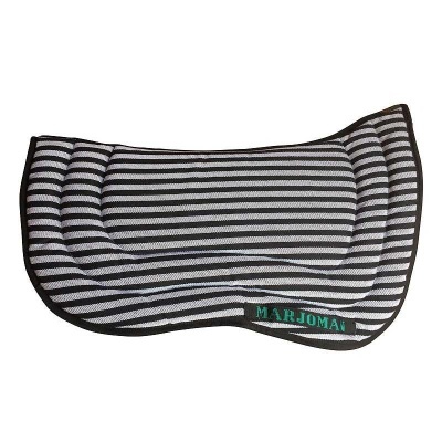 Almofada para animais de riscas pretas e brancas com texto MARJOMA