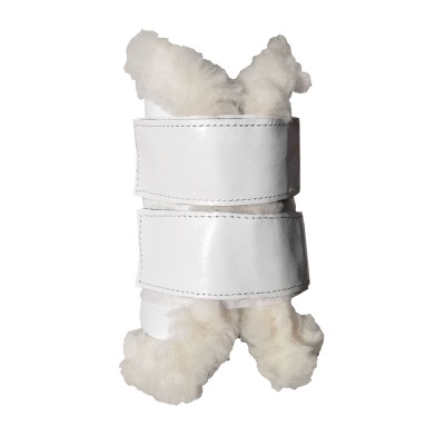 Pulseira branca de couro com interior de pelo sintético.