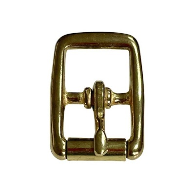 Fivela quadrada dourada em metal com pin central