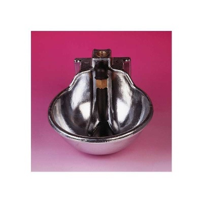 Bebedouro automático metálico prateado para animais com suporte e tubo central