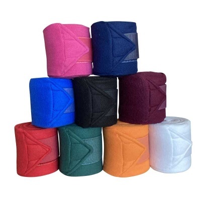 Dez bandagens elásticas coloridas organizadas em pirâmide.