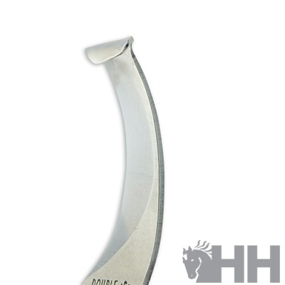 Ferramenta metálica curvada com gancho e texto 'DOUBLE'