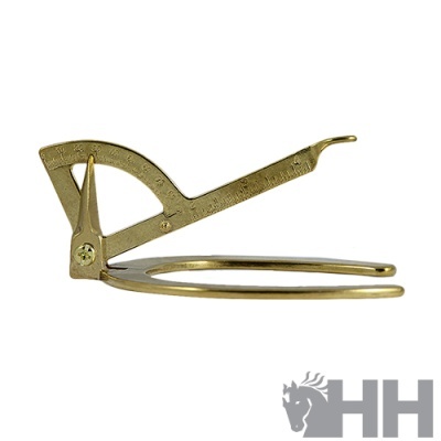 Medidor de gado em metal dourado com escala graduada e ponteiro móvel