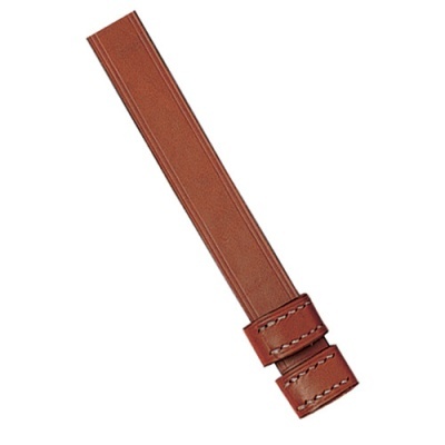 Correia de relógio em pele castanha com costuras brancas