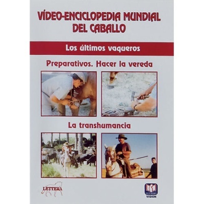 Capa de vídeo VHS sobre cavalos e vaqueiros com imagens e texto em espanhol