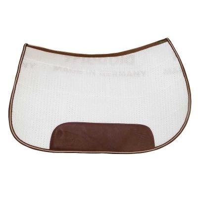 Tapete de sela branco com patch castanho e bordas castanhas