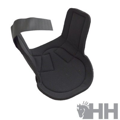 Suporte acolchoado preto com fita de velcro e logótipo HH