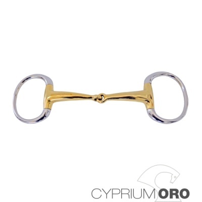 Freio para cavalo em metal dourado e prateado com logo CYPRIUM ORO
