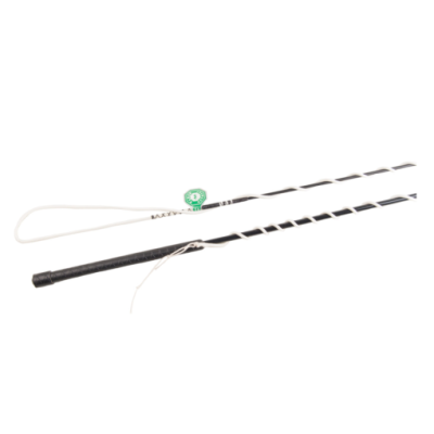 Vara fina preta com detalhes brancos em espiral sobre fundo branco