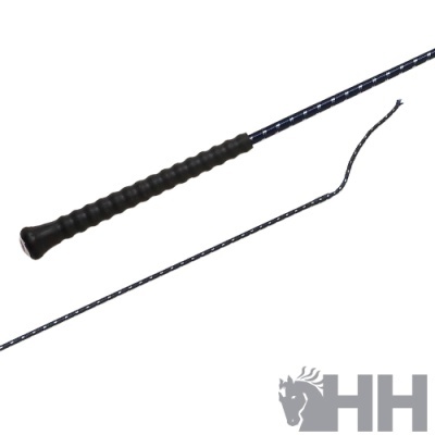 Chicote azul com pega preta antiderrapante e padrão branco