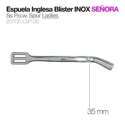 Espuela inglesa inox para senhora de 35 mm, metal prateado