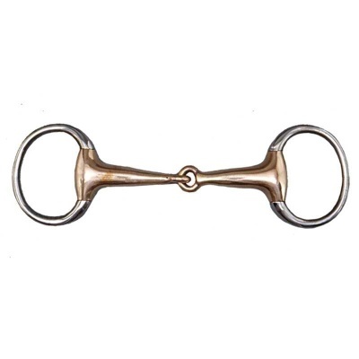 Freio de anel duplo em metal prateado e bronzeado com elo central