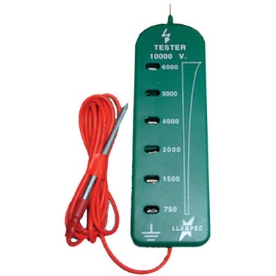 Aparelho de teste de voltagem verde com cabo vermelho