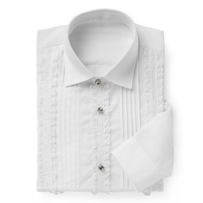 Camisa branca com renda e botões prateados