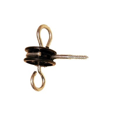 Parafuso isolador metálico com anéis pretos para cerca elétrica