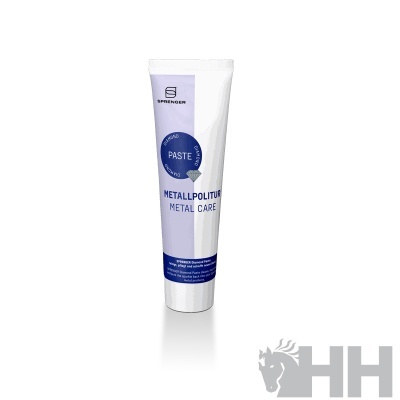 Tube branco de pasta para polimento metálico com rótulo azul e branco