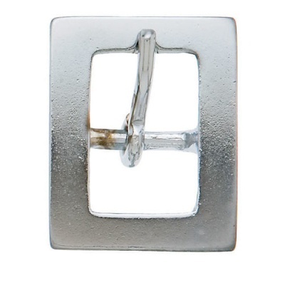 Fivela metálica quadrada prateada com pino central