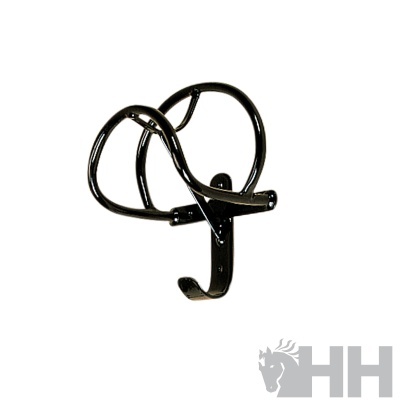 Gancho de parede preto metálico com dois ganchos curvos