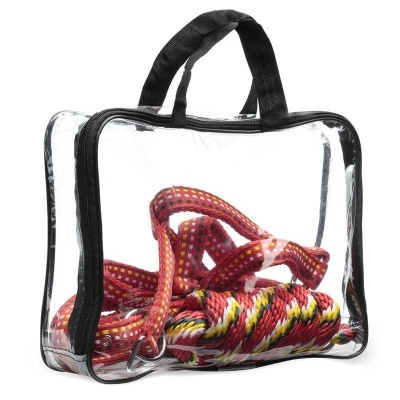 Bolsa transparente com corda colorida dentro