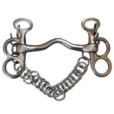 Freio de metal para cavalo com corrente e argolas