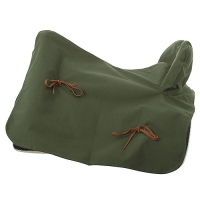 Capa de cavalo verde oliva com cordões castanhos