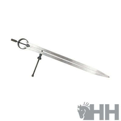 Compasso metálico prateado com haste pontiaguda