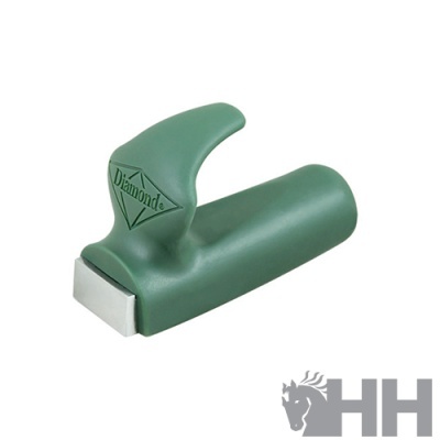 Afiador de facas verde com pega ergonómica e área metálica de afiação