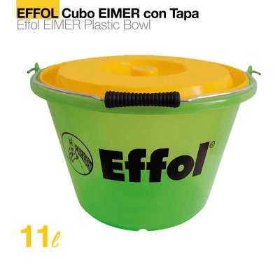 balde plástico verde Effol com tampa amarela e alça metálica