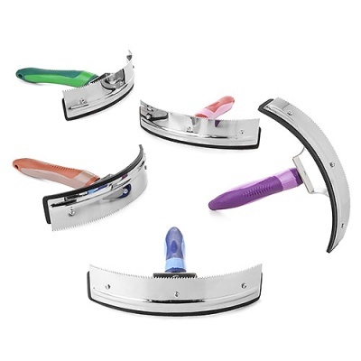 Conjunto de raspadores de barba com lâminas inoxidáveis e cabos coloridos