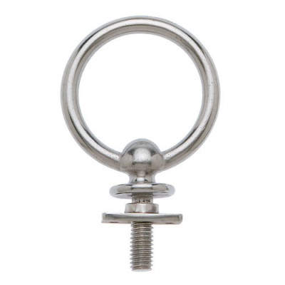 Anilha metálica prateada com anel circular e rosca