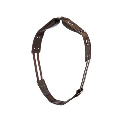 Cinto castanho escuro com fivela e argolas metálicas