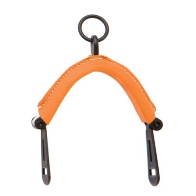 Afastador com acolchoamento laranja e partes metálicas pretas